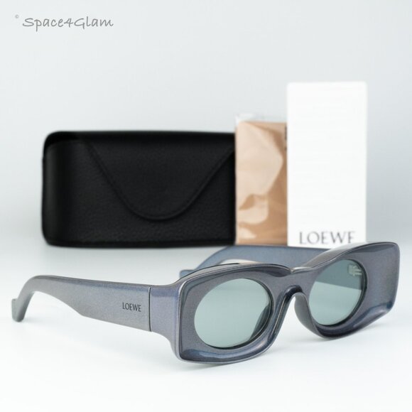 Loewe Men Sunglasses Grey Silver Mirror Rectangle LW40033I 05X NEW AUTHENTIC - Picture 3 of 15